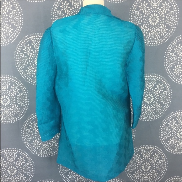 Chico's Travel Collection Textured Shirt Jacket Sz 0 Small Teal Blue Like New - Picture 8 of 17